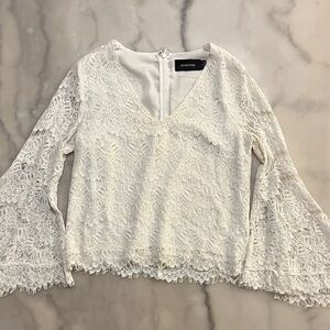 MINKPINK Ivory Lace Flare Sleeve Top